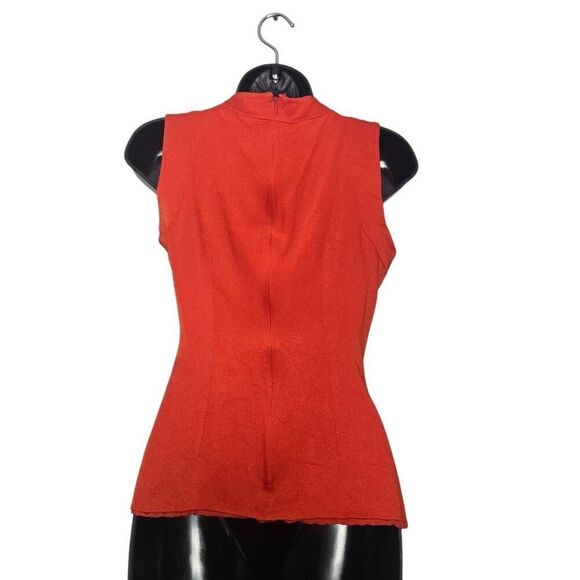 Alexander McQueen Blouse Size 40 Red Mock Neck Sleeveless Top - Picture 4 of 6